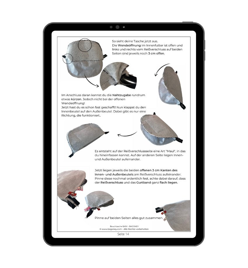 Schnittmuster für die Bauchtasche BASY - digitale Nähanleitung - bagoney